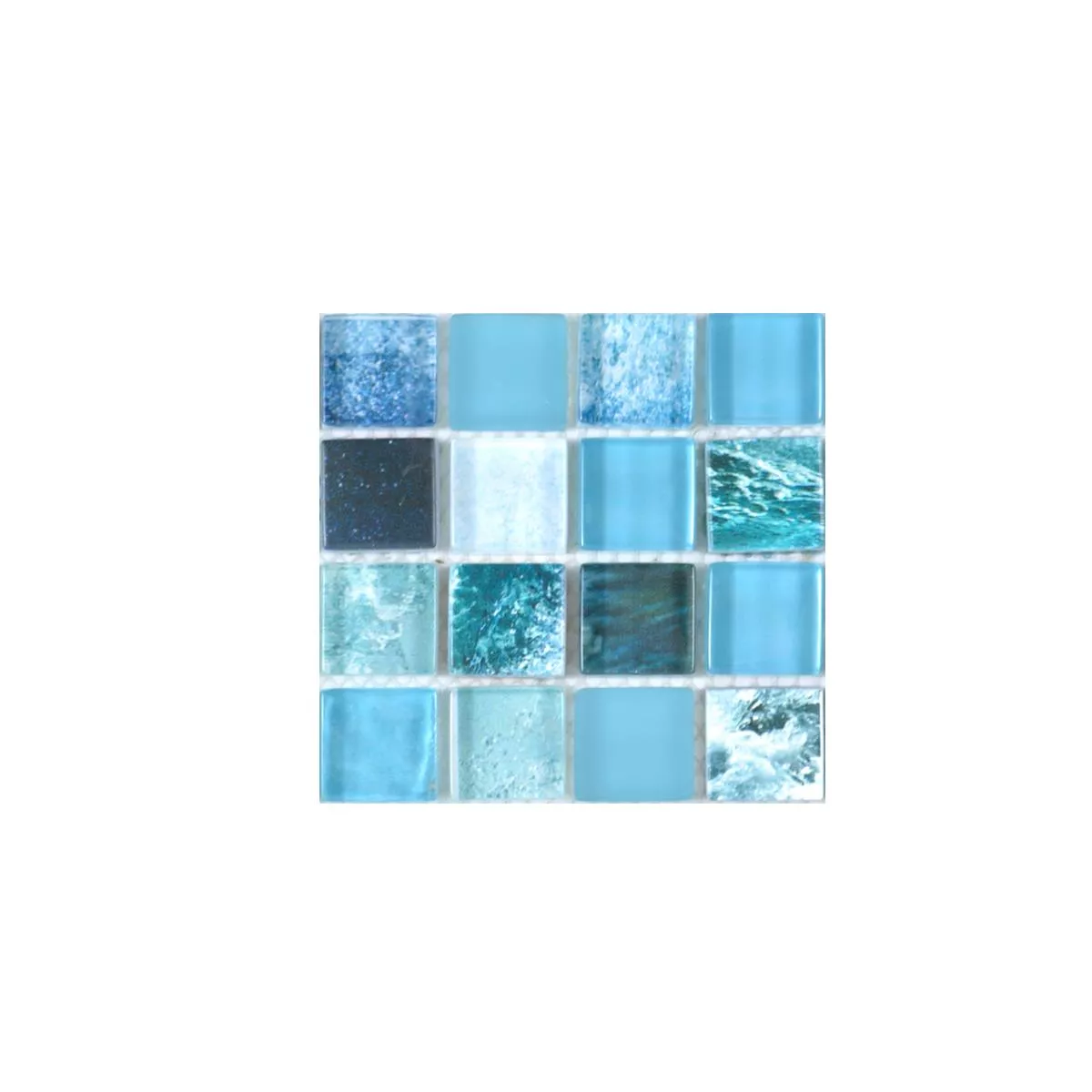 Sample Glass Mosaic Tiles Cornelia Retro Optic Green Blue