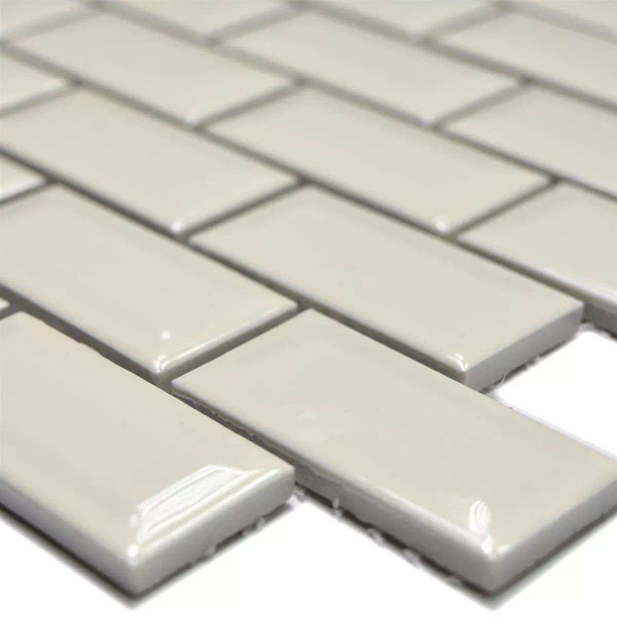 Ceramic Metro Mosaic Tiles Baltimore Facet Ivory Glossy Ceramic Metro Mosaic Tiles Baltimore Facet Ivory Glossy