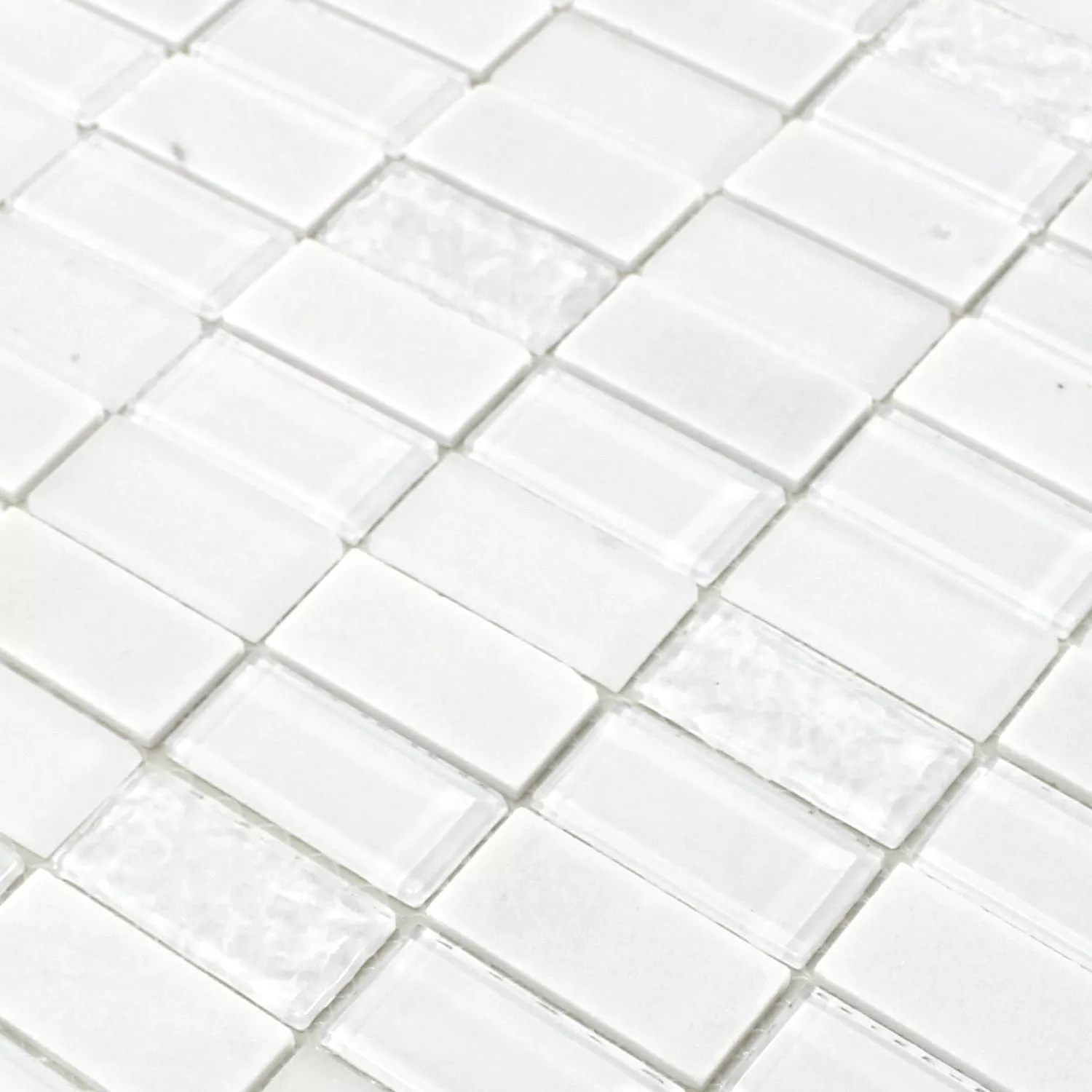 Sample Self Adhesive Mosaic Natural Stone Glass Mix White Polished