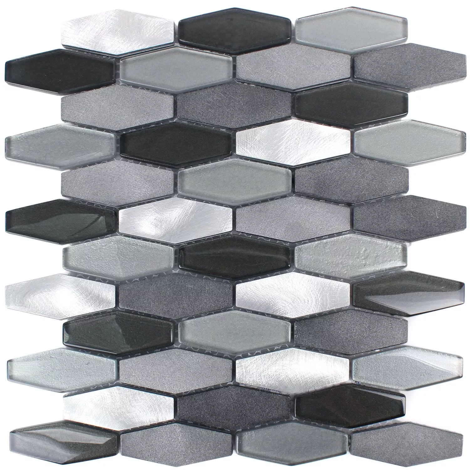 Sample Mosaic Tiles Hexagon Lupo Black Silver