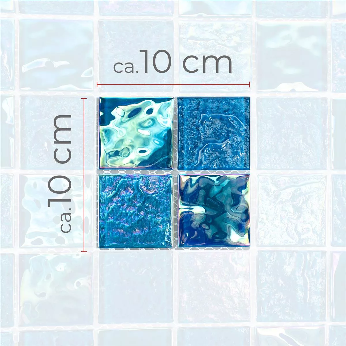 Sample Glass Mosaic Tiles Nacre Effect Carlos Blue 48