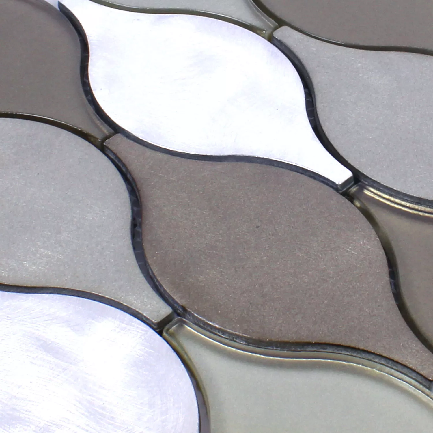 Sample Mosaic Tiles Glass Aluminium Eliza Brown Silver