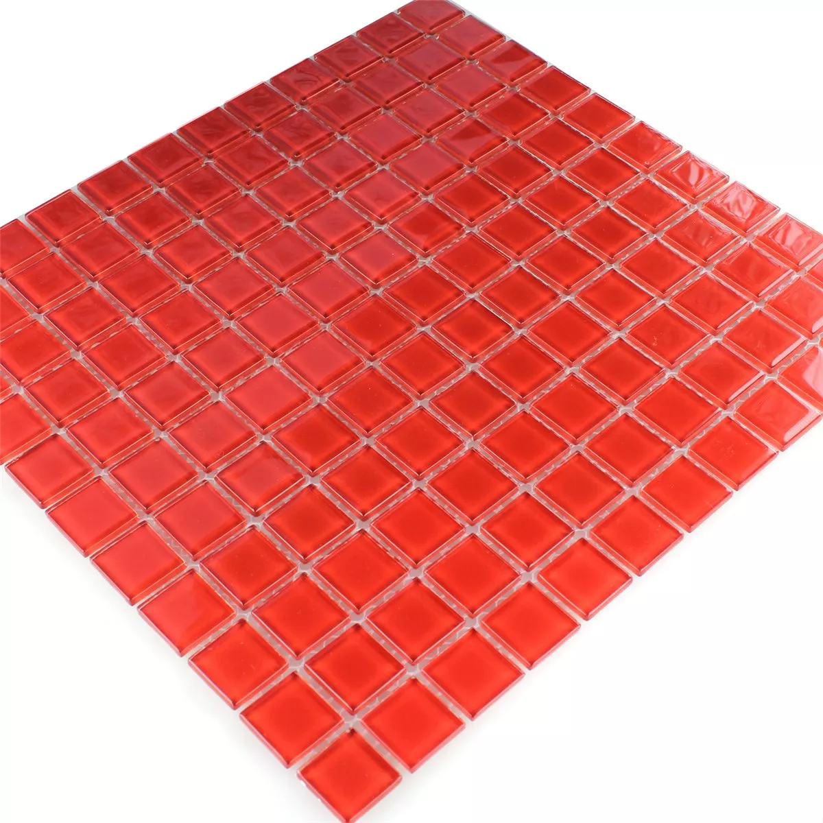 Crystal Mosaic Tiles Glass Red Uni 25x25x4mm