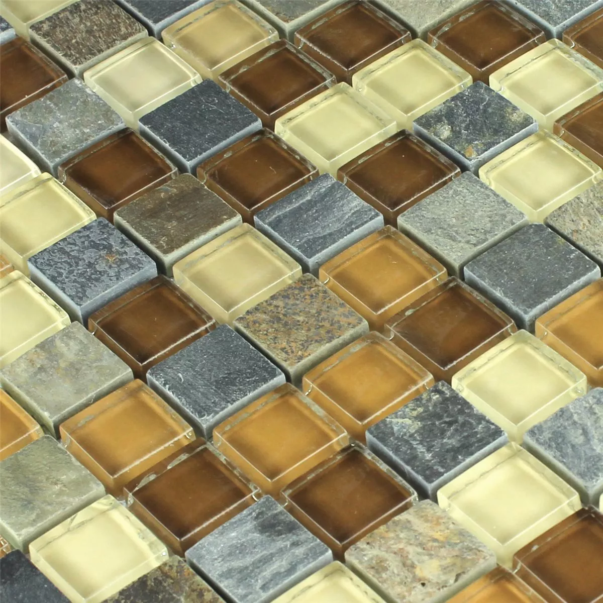 Sample Mosaic Tiles Glass Natural Stone Beige