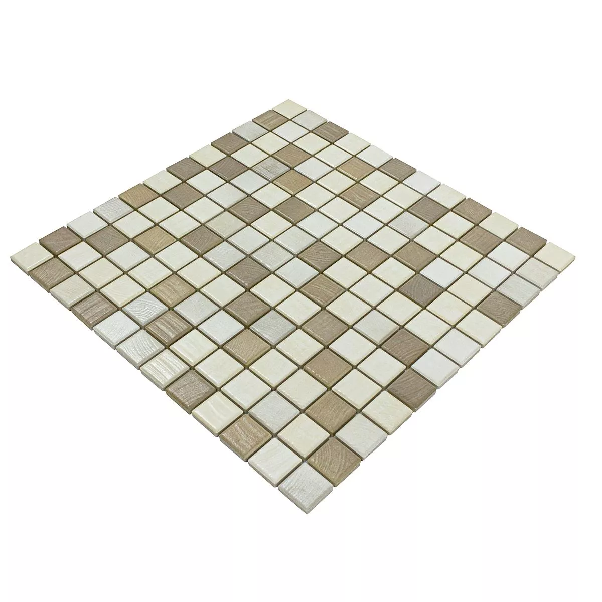 Ceramic Mosaic Tiles Luminara Wood Optic Brown Beige