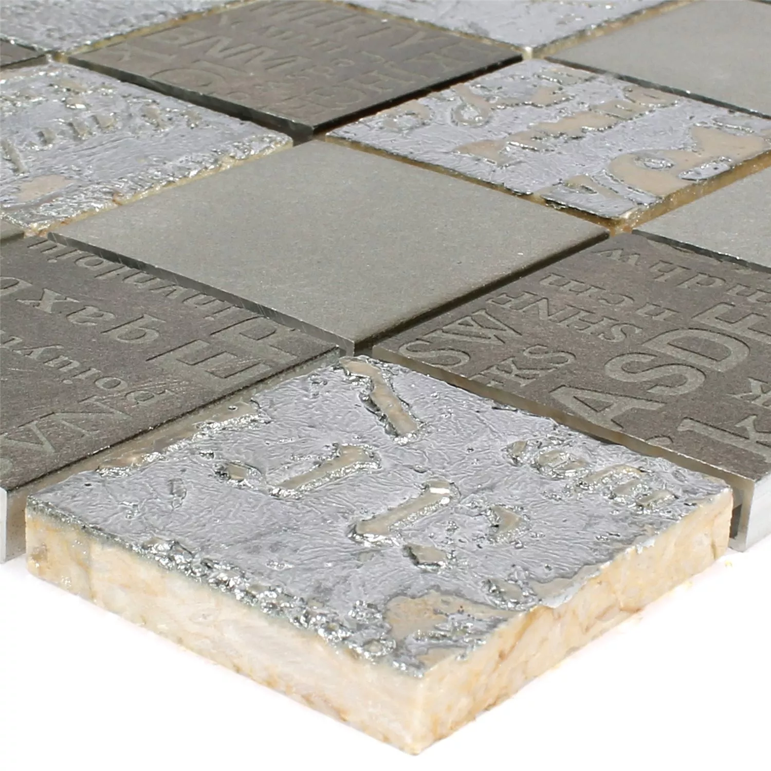 Mosaic Tiles Nazca Natural Stone Aluminium Mix Brown Silver Mosaic Tiles Nazca Natural Stone Aluminium Mix Brown Silver