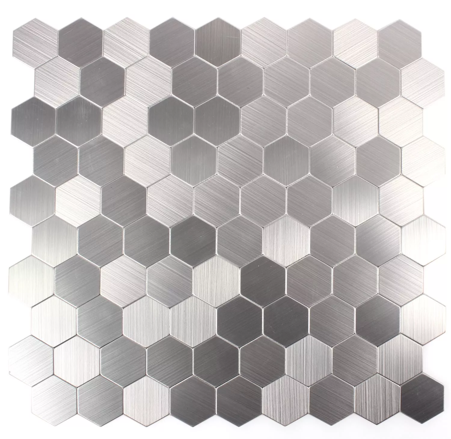 Sample Mosaic Tiles Metal Self Adhesive Mikros Silver Hexagon