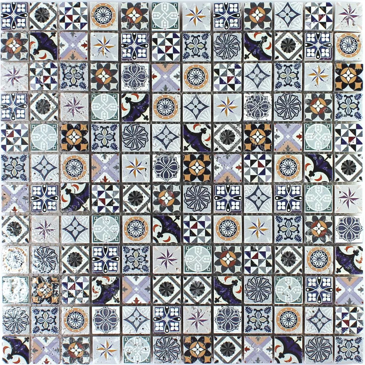 Natural Stone Mosaic Tiles Iraklion Colored