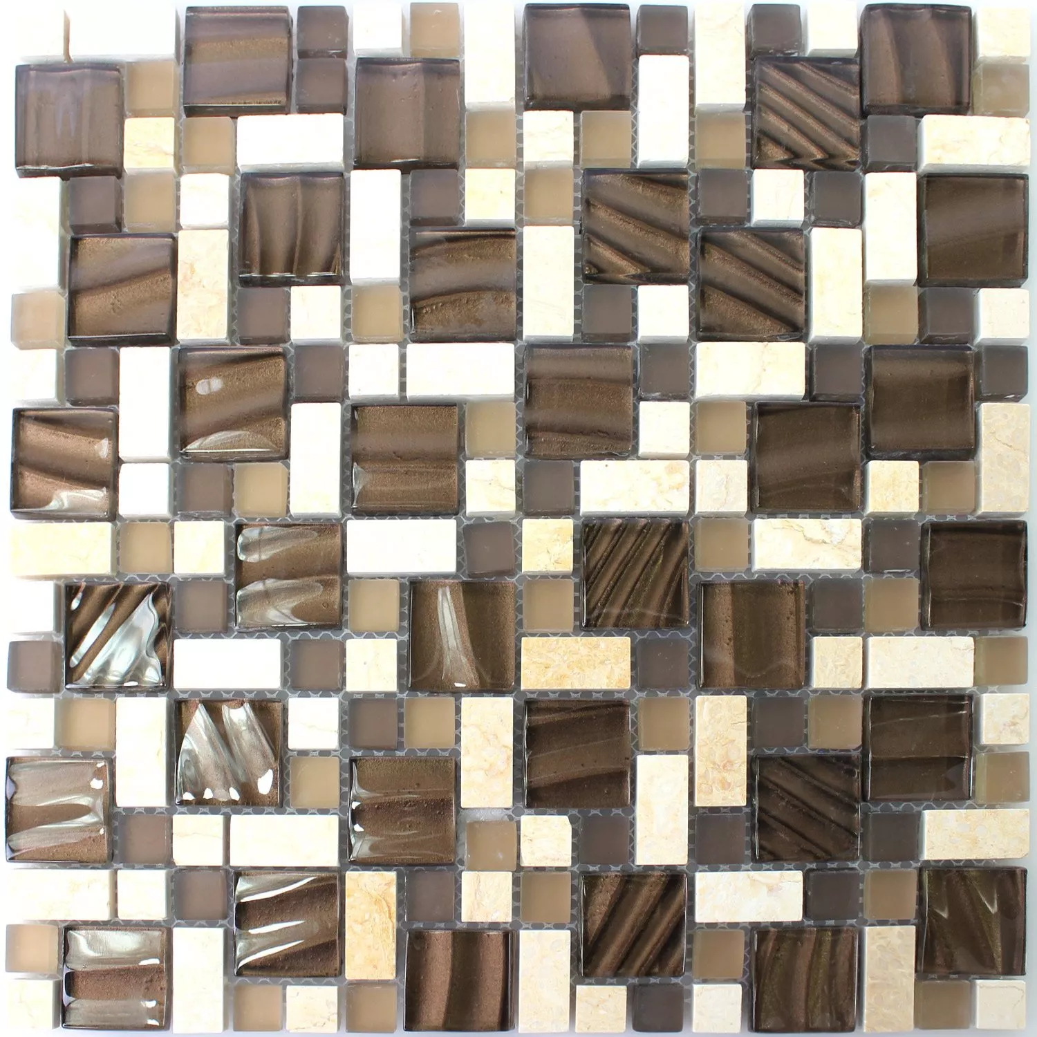 Sample Mosaic Tiles Glass Natural Stone Brown Beige