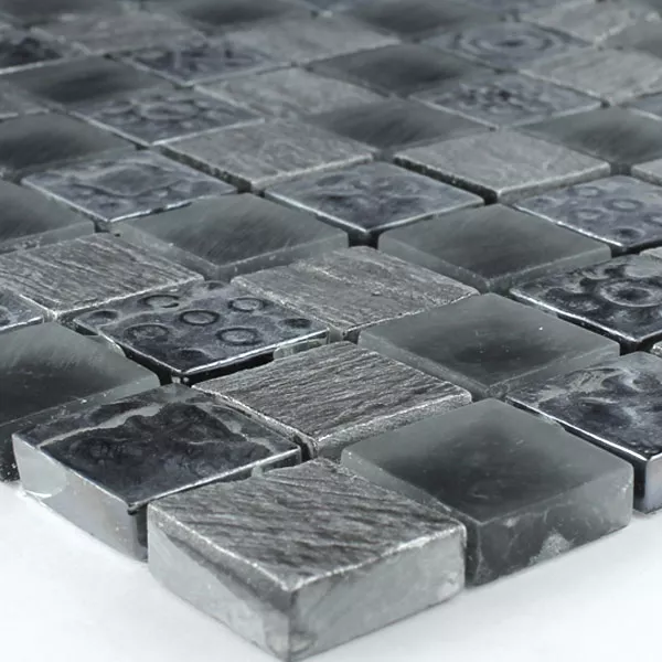 Mosaic Tiles Glass Natural Stone Orlando Black