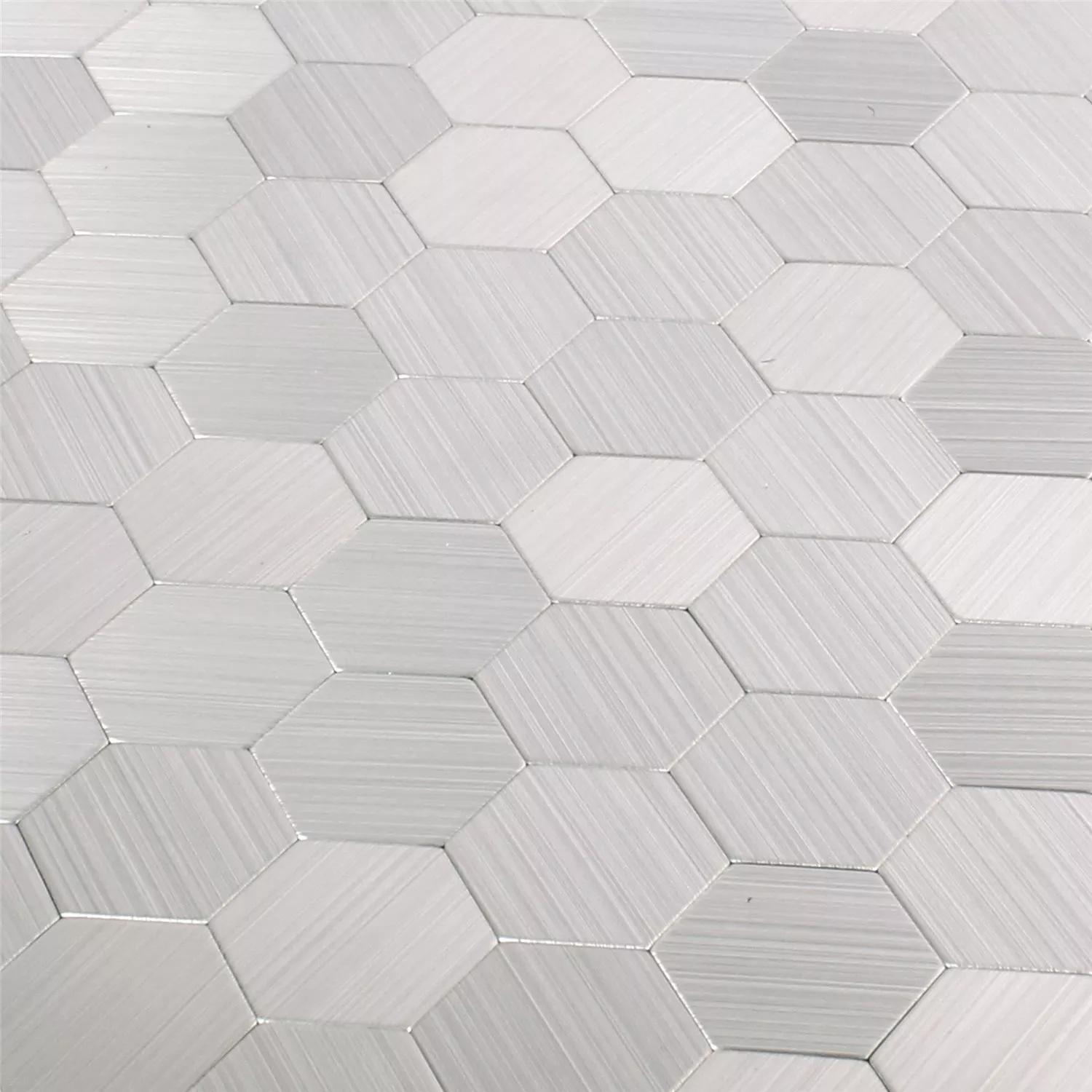 Mosaic Tiles Metal Self Adhesive Mikros Silver Hexagon