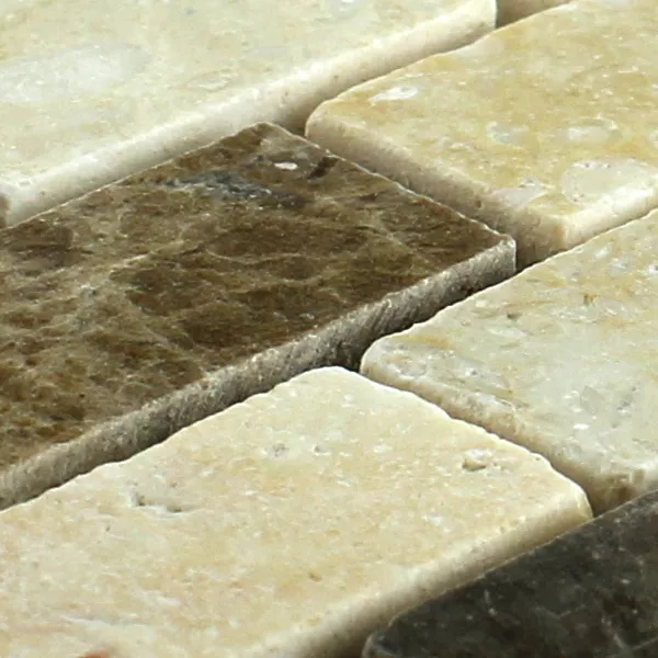 Sample Mosaic Tiles Marble Brown Beige Polished 