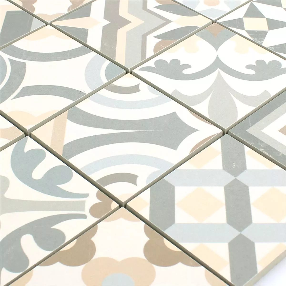 Sample Ceramic Mosaic Retro Tiles Utopia Grey Beige R10/B