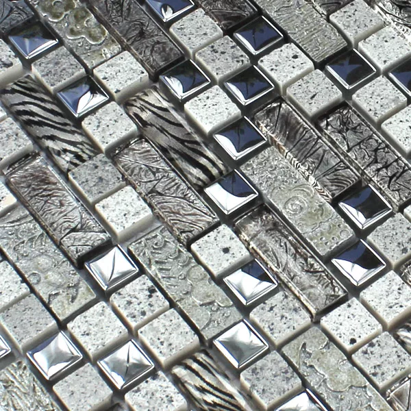 Sample Mosaic Tiles Glass Metal Quartz Composite Silver