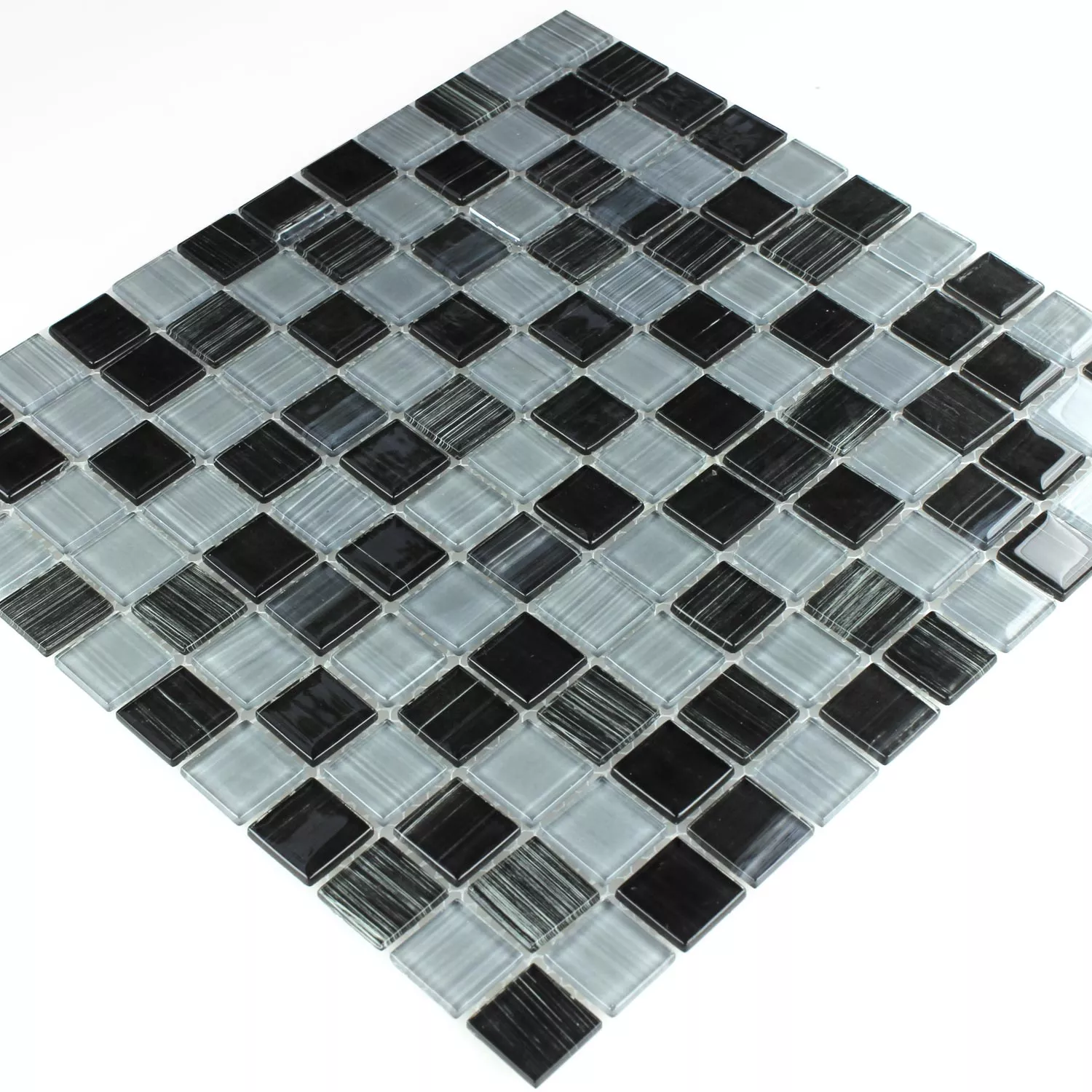Sample Mosaic Tiles Glass Stroke Black White 