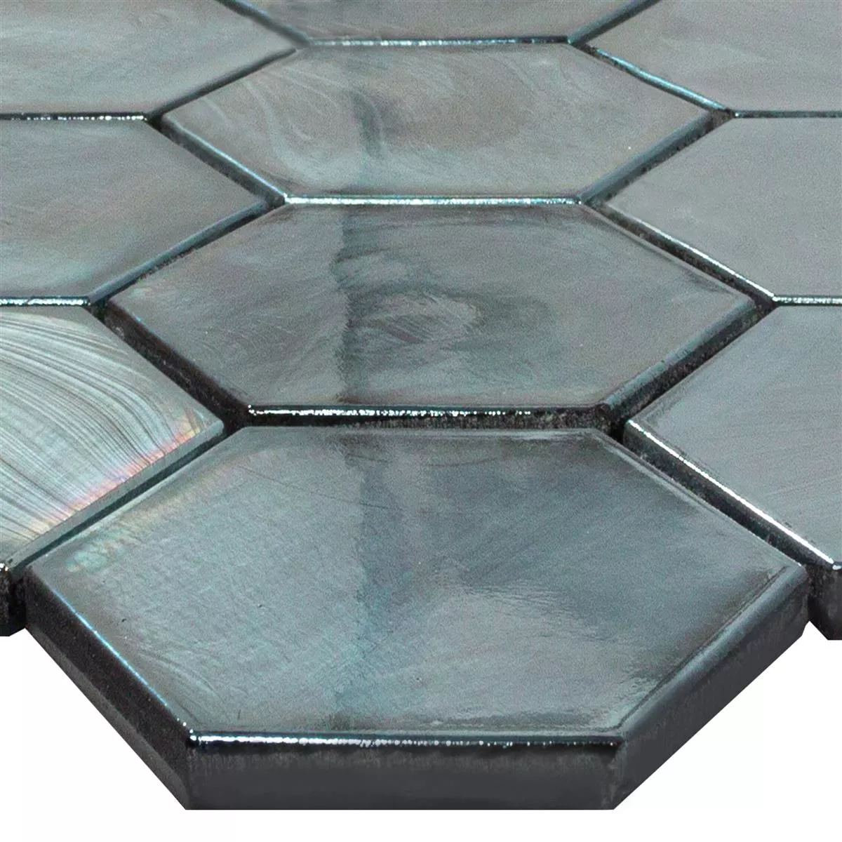 Glass Mosaic Tiles Andalucia Hexagon Black Glass Mosaic Tiles Andalucia Hexagon Black