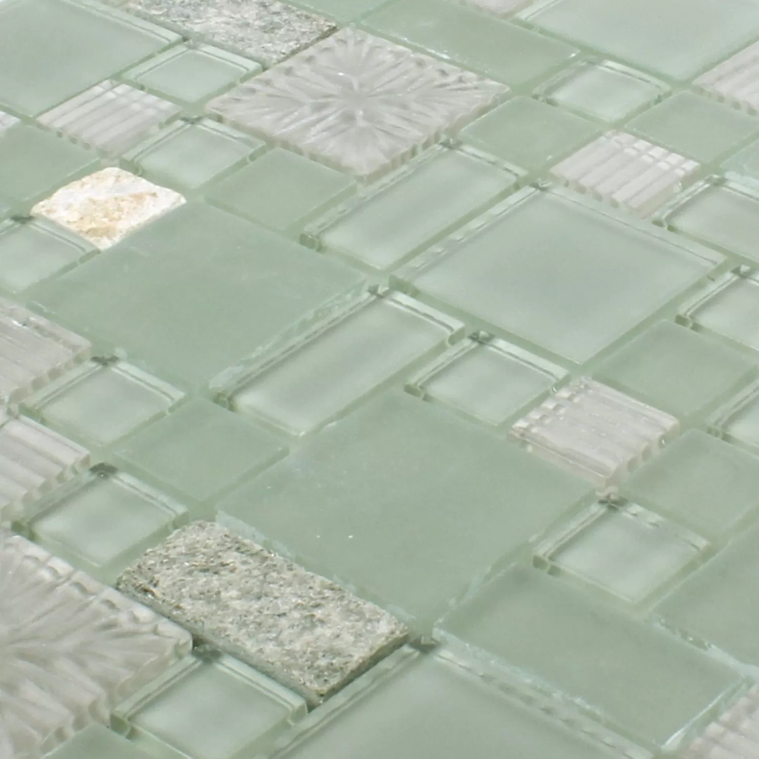 Sample Mosaic Tiles Norderney Glass Natural Stone Grey