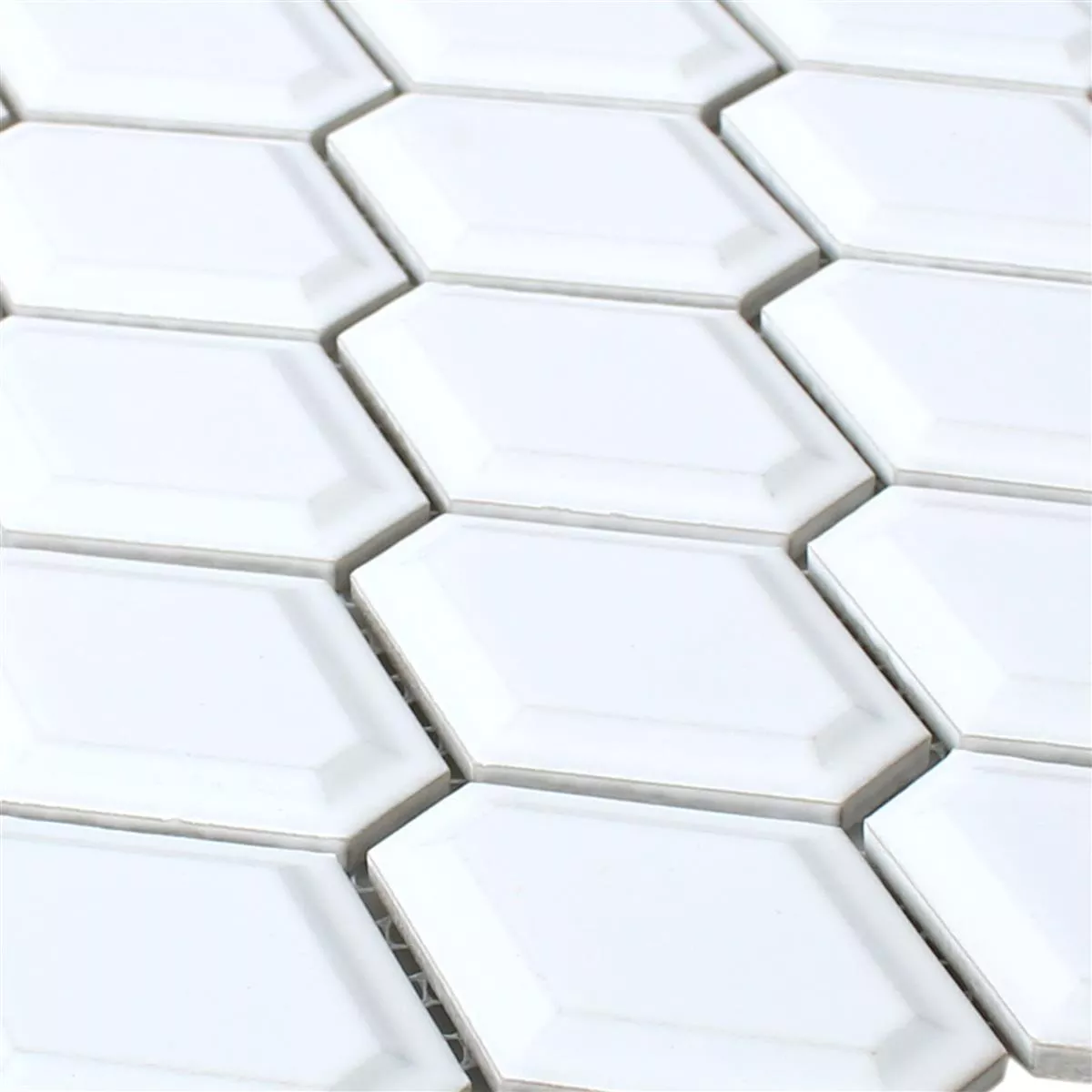 Ceramic Mosaic Tiles Leandro Metro White Glossy