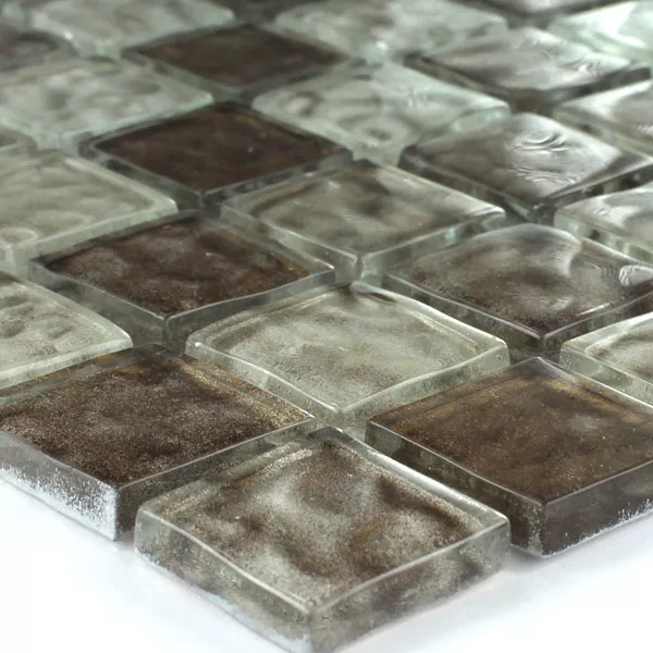 Mosaic Tiles Glass 25x25x6mm Amber Brown Mix