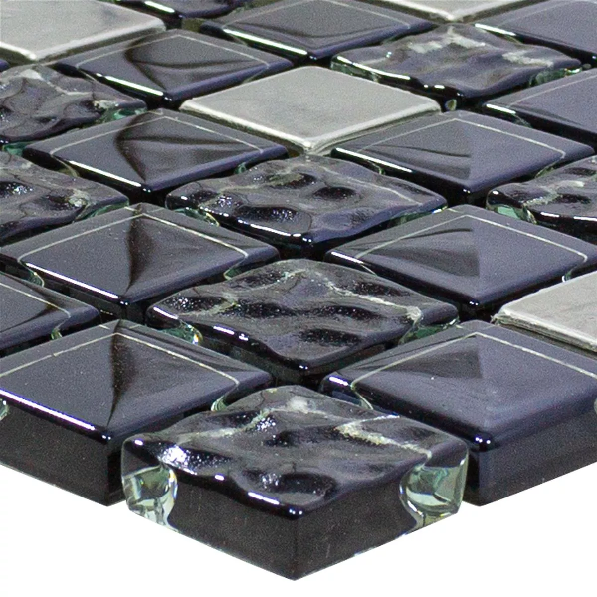 Mosaic Tiles Glass Stainless Steel Blackriver Black Silver Mix Mosaic Tiles Glass Stainless Steel Blackriver Black Silver Mix