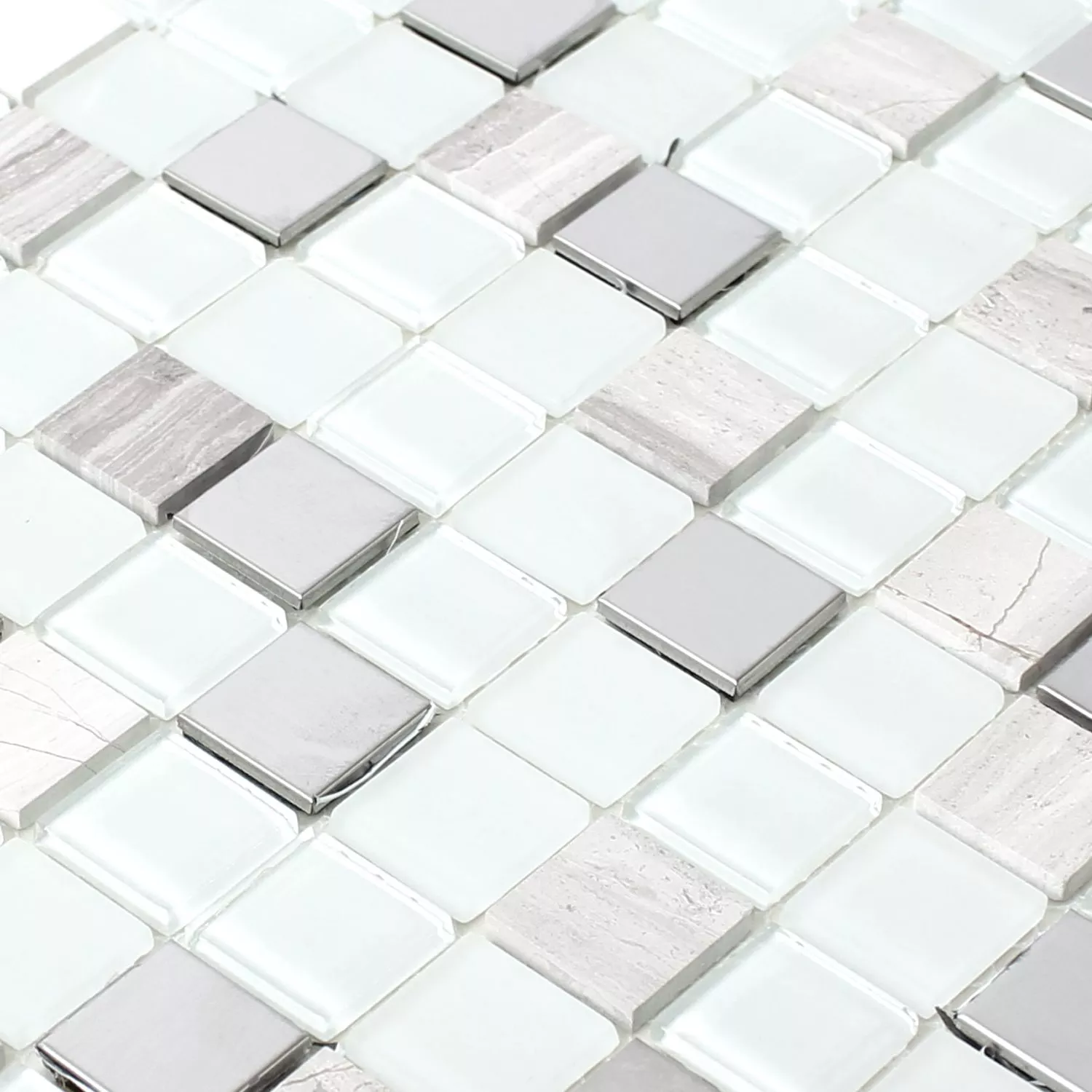 Self Adhesive Metal Mosaic Tiles Glass White