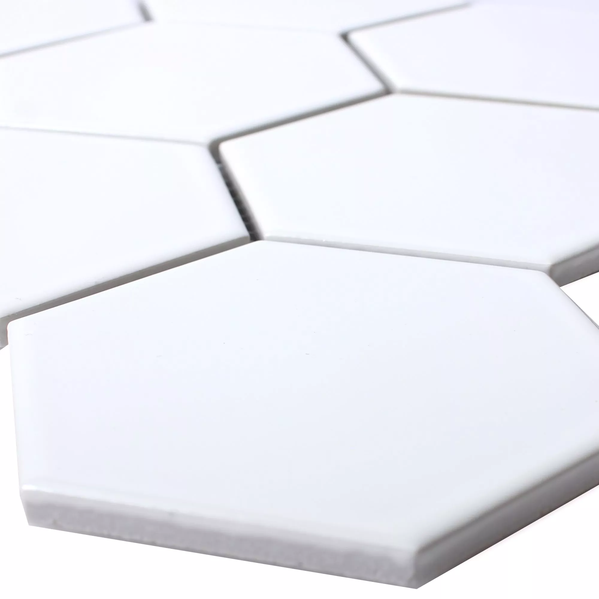 Sample Ceramic Mosaic Tiles Hexagon Salamanca White Mat H95