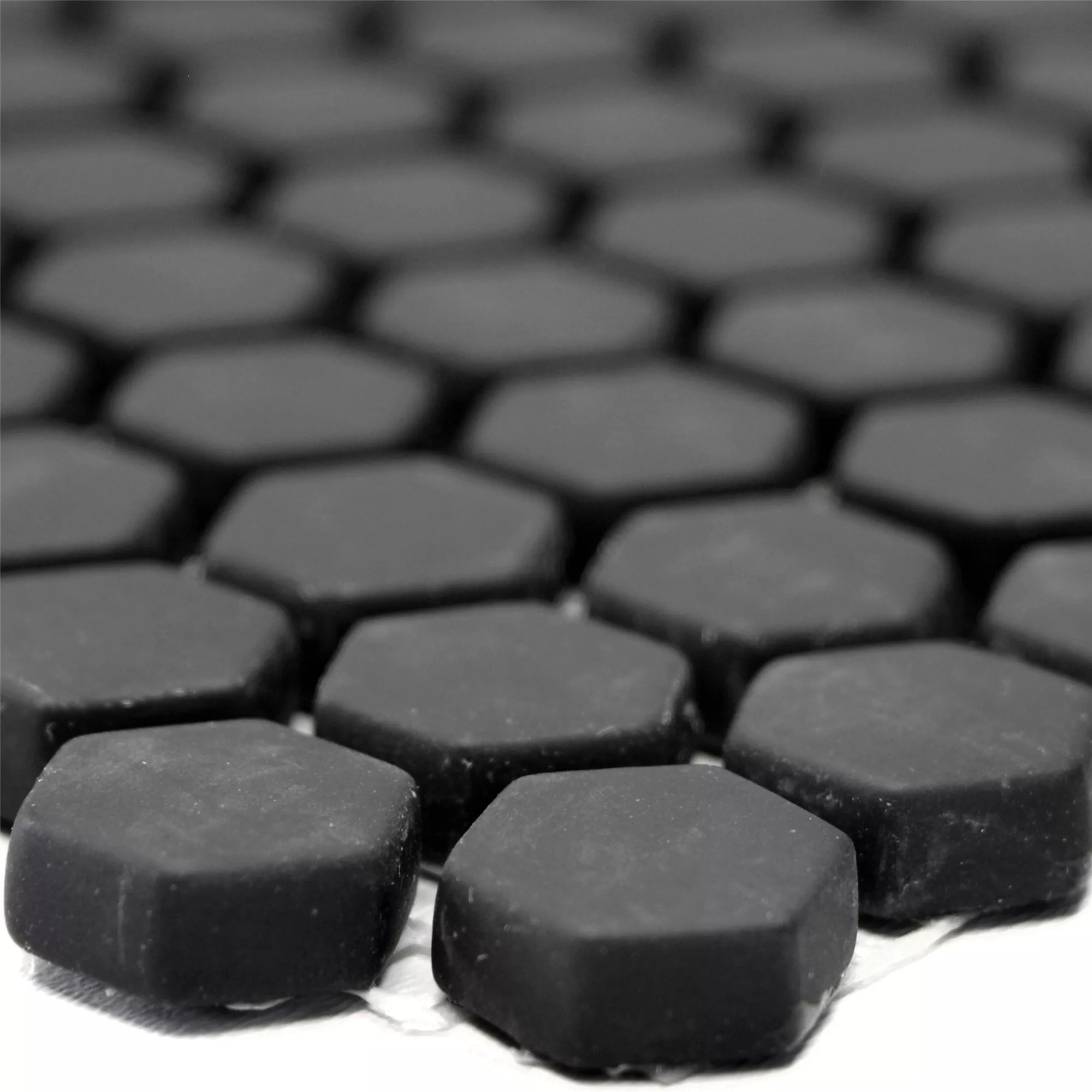 Glass Mosaic Tiles Kassandra Hexagon Black Mat