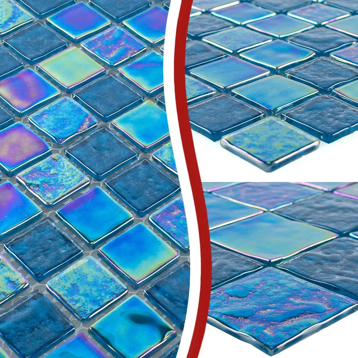 Sample Glass Mosaic Tiles Nacre Effect Carlos Blue