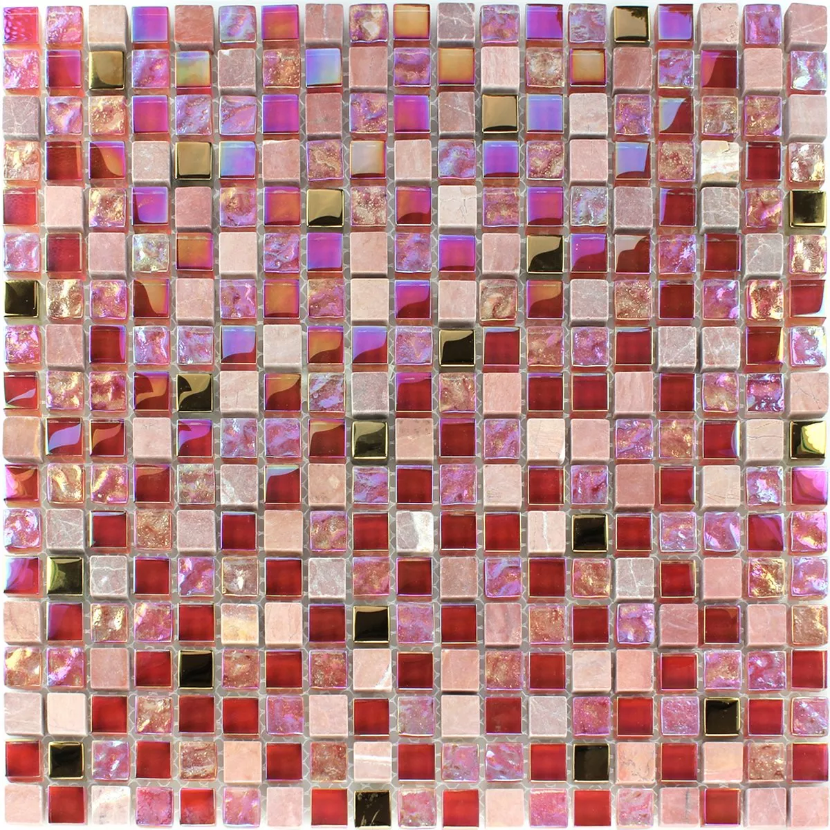 Sample Mosaic Tiles Glass Natural Stone Red Pink Gold