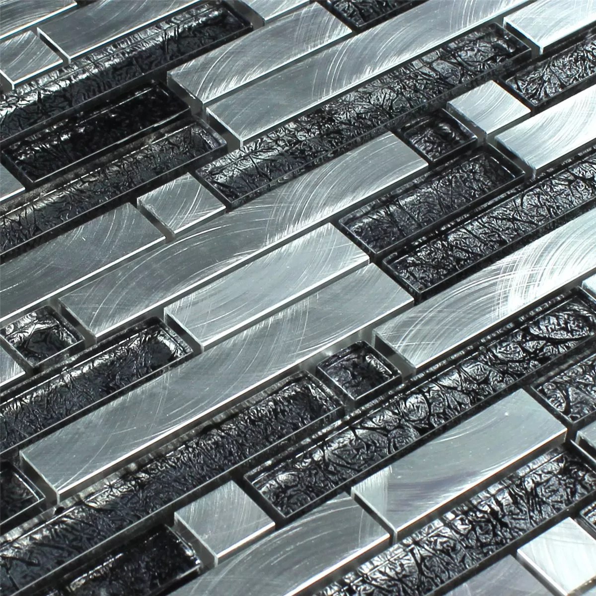 Sample Glass Aluminium Alu Mosaic SmoothBlack Silver
