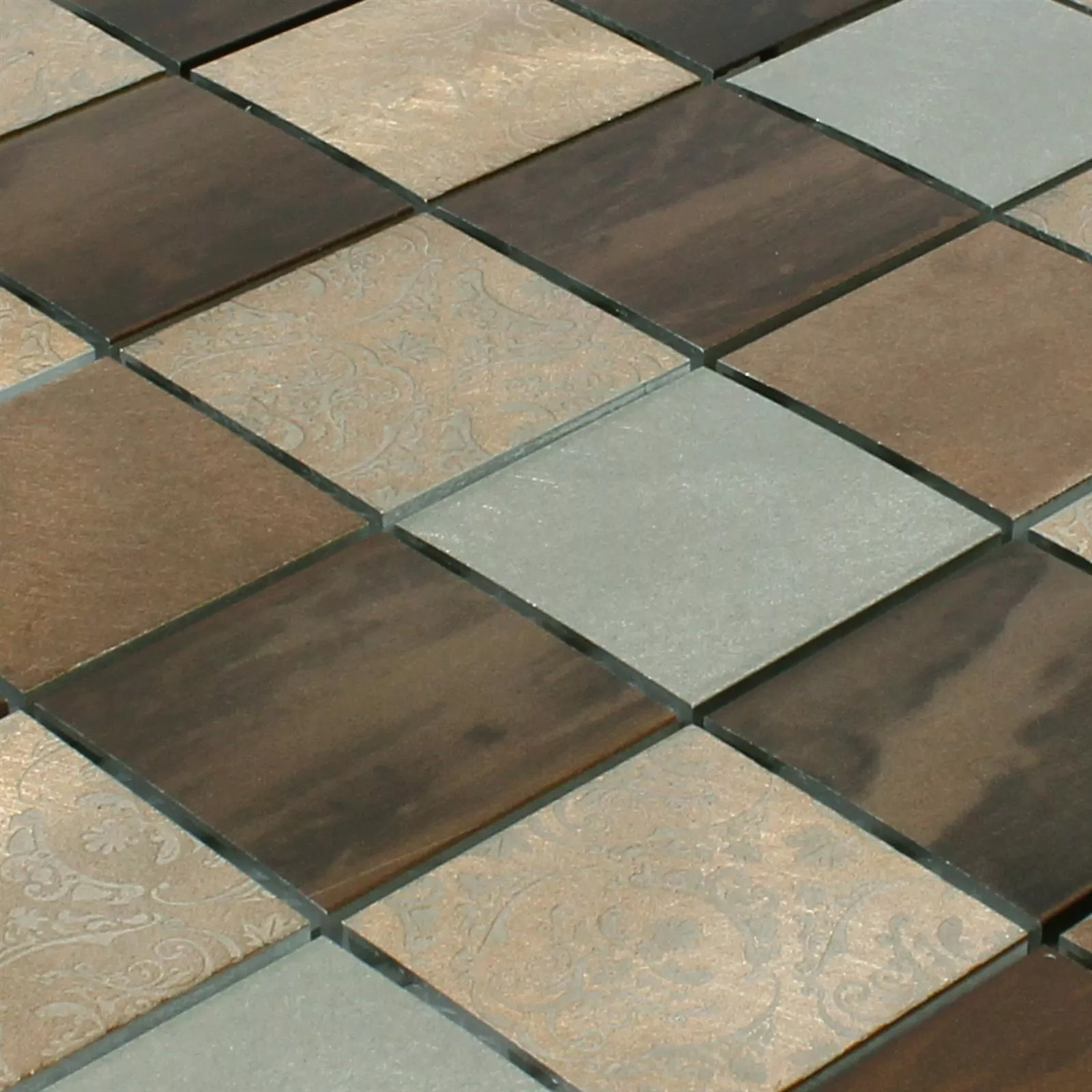 Sample Mosaic Tiles Aluminium Ayolas Brown Silver