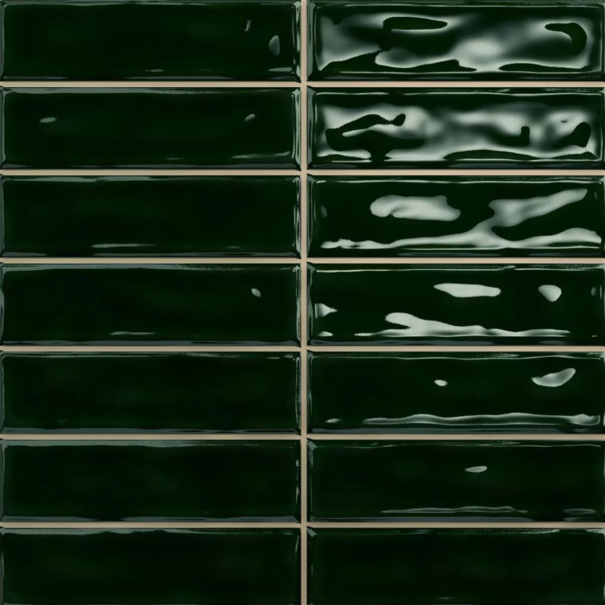Wall Tiles Verbania Sticks Glossy Waved Dark Green 20x20cm