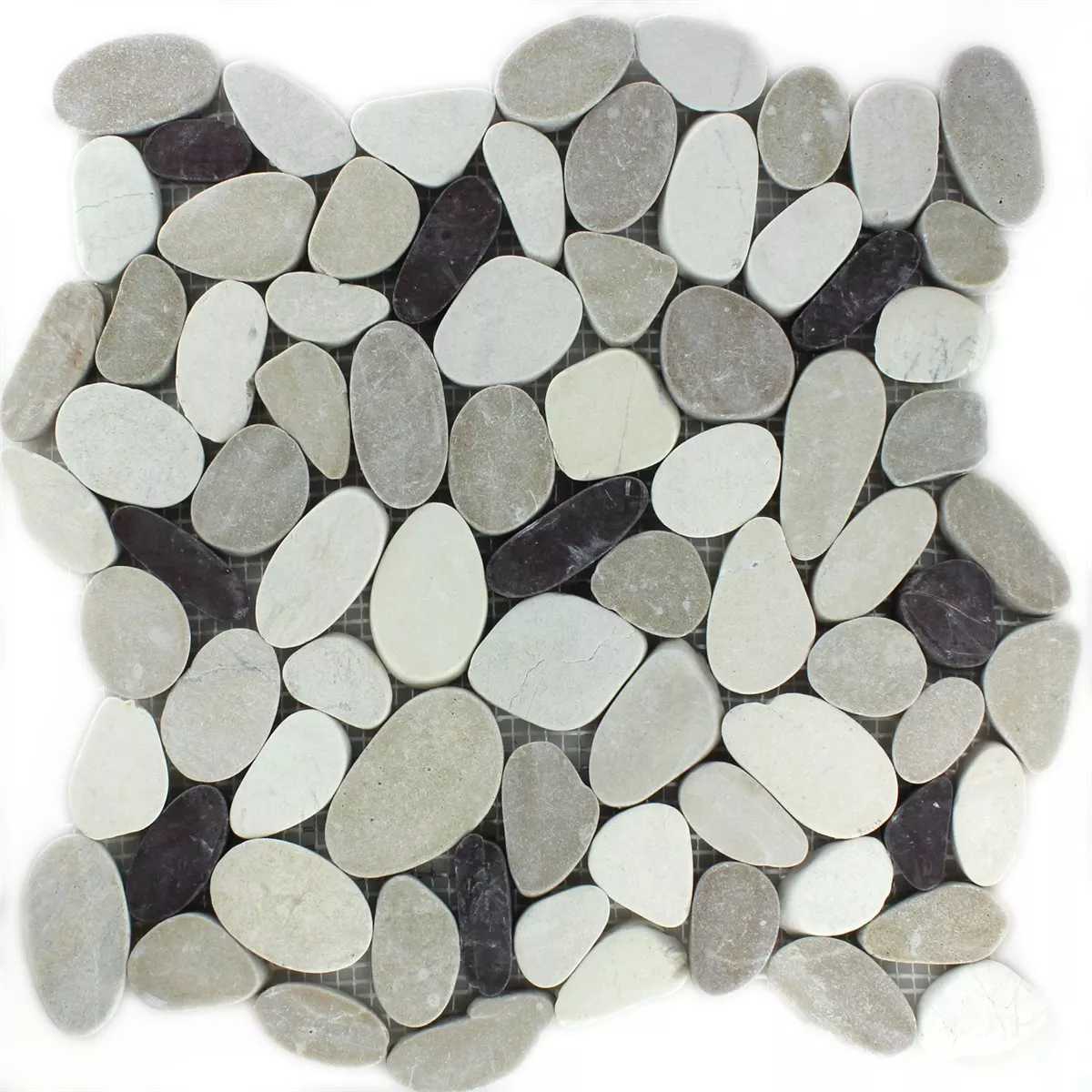 Sample Mosaic Tiles River Pebbles Serrated White Beige Pink