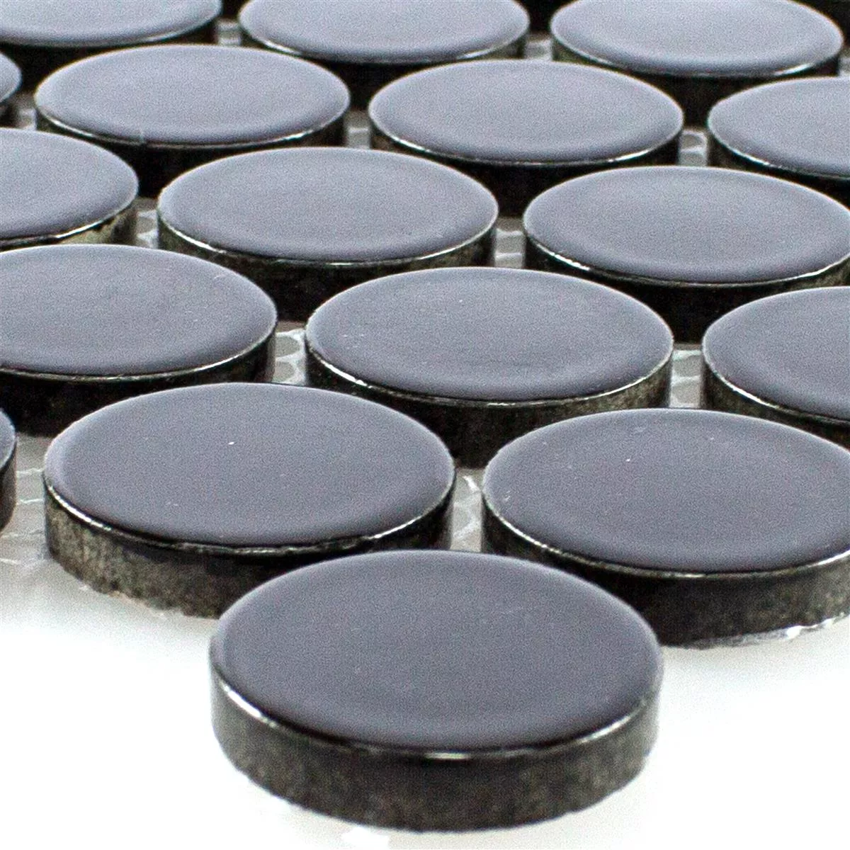Ceramic Button Mosaic Tiles Harlingen Black Glossy Ceramic Button Mosaic Tiles Harlingen Black Glossy