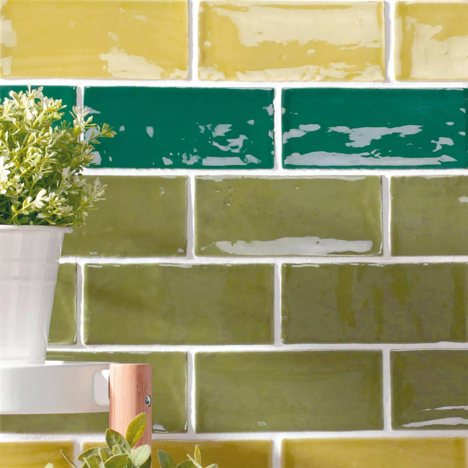 Sample Wall Tile Algier Hand Made 7,5x15cm Olive Green