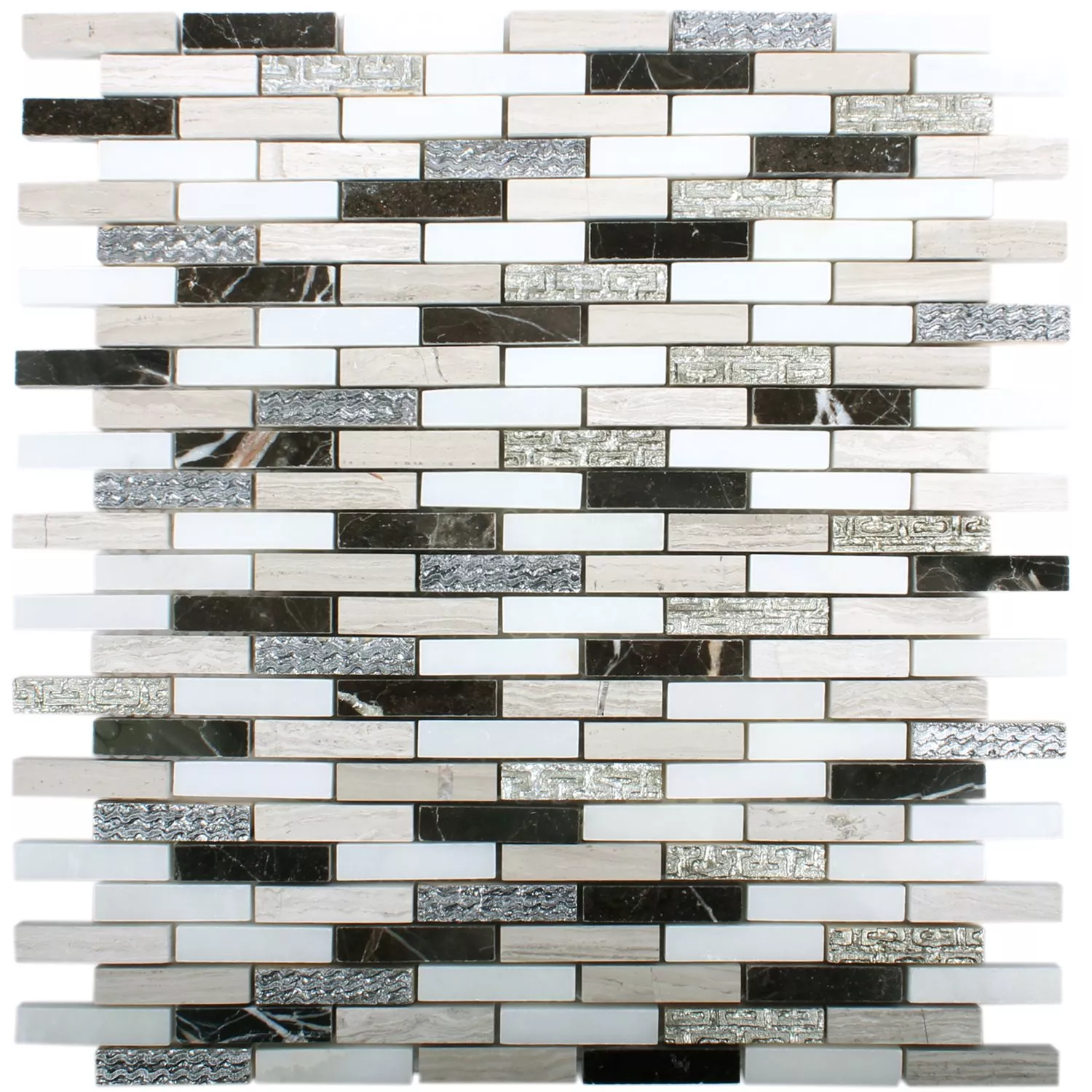 Mosaic Tiles Sicilia Silver Brown White Grey Brick