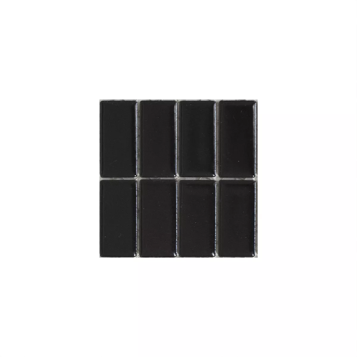 Sample Ceramic Mosaic Tiles Adrian Black Glossy Rectangle