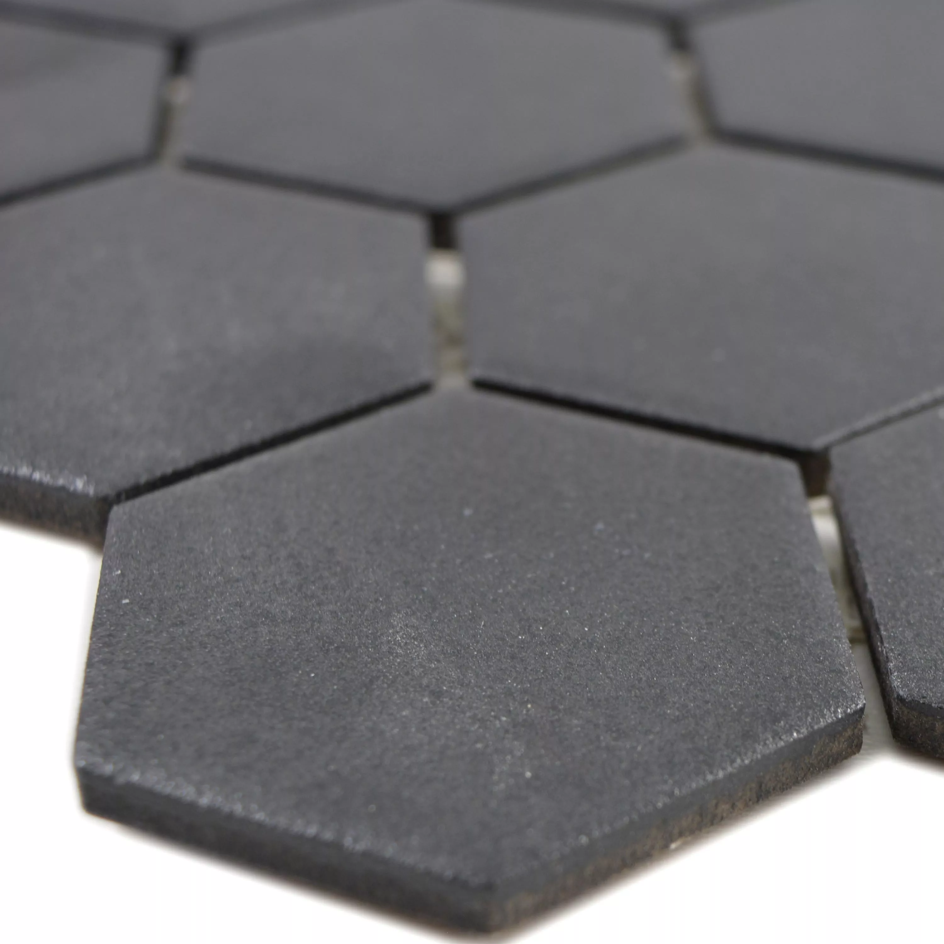 Sample Ceramic Mosaic Bismarck R10B Hexagon Black H51