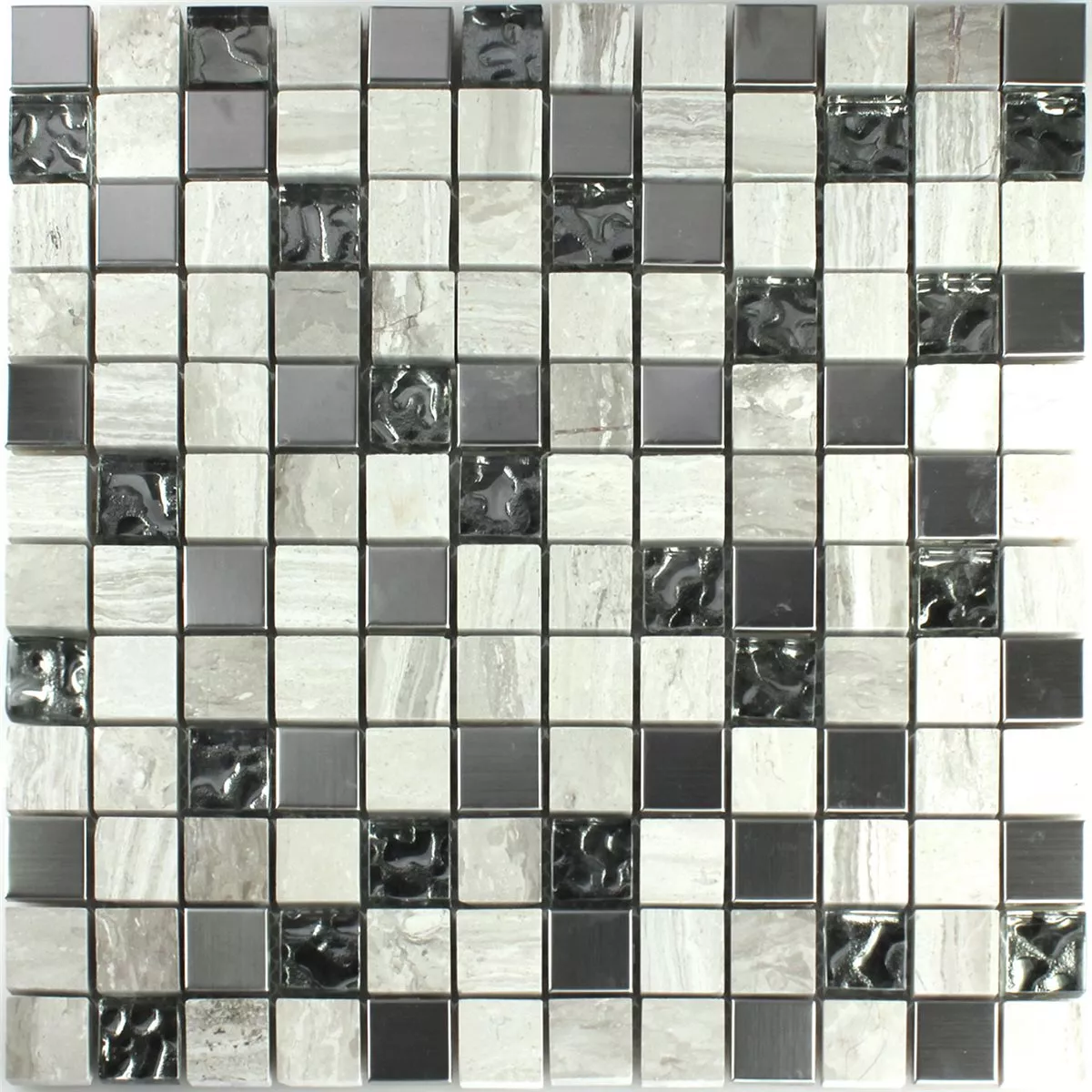Sample Mosaic Tiles Glass Stainless Steel Grey