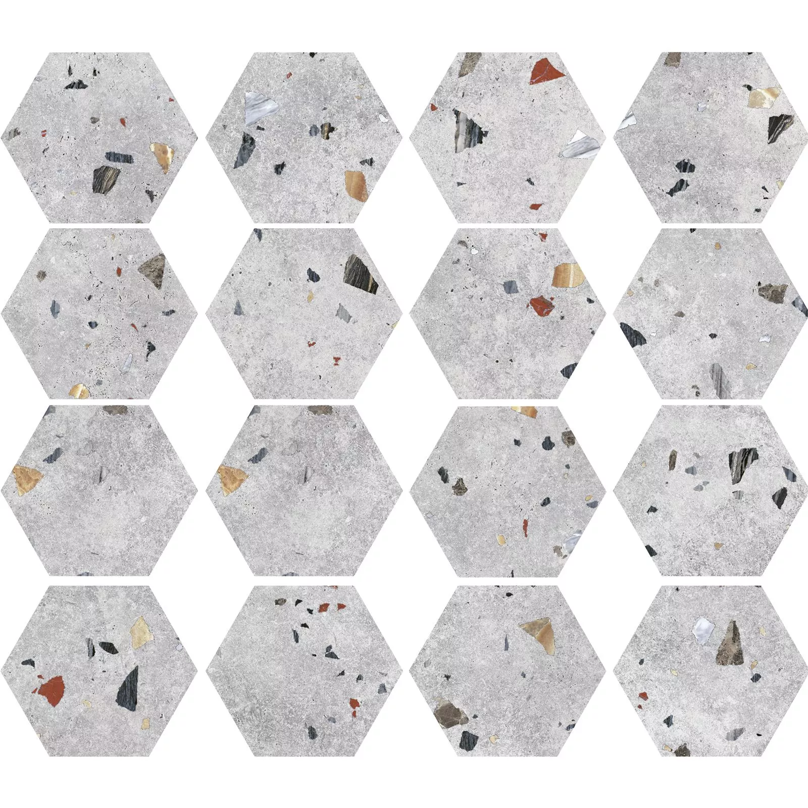 Sample Floor Tiles Moderno Hexagon Silver Colored
