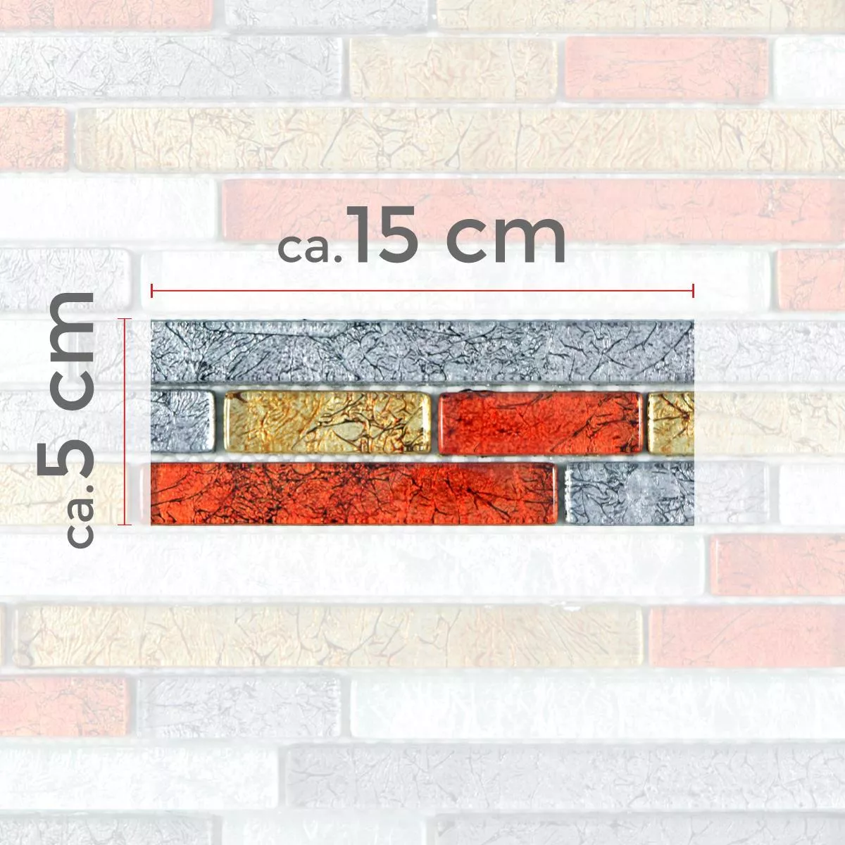 Sample Glass Mosaic Tiles Curlew Red Brown Silver Pattern