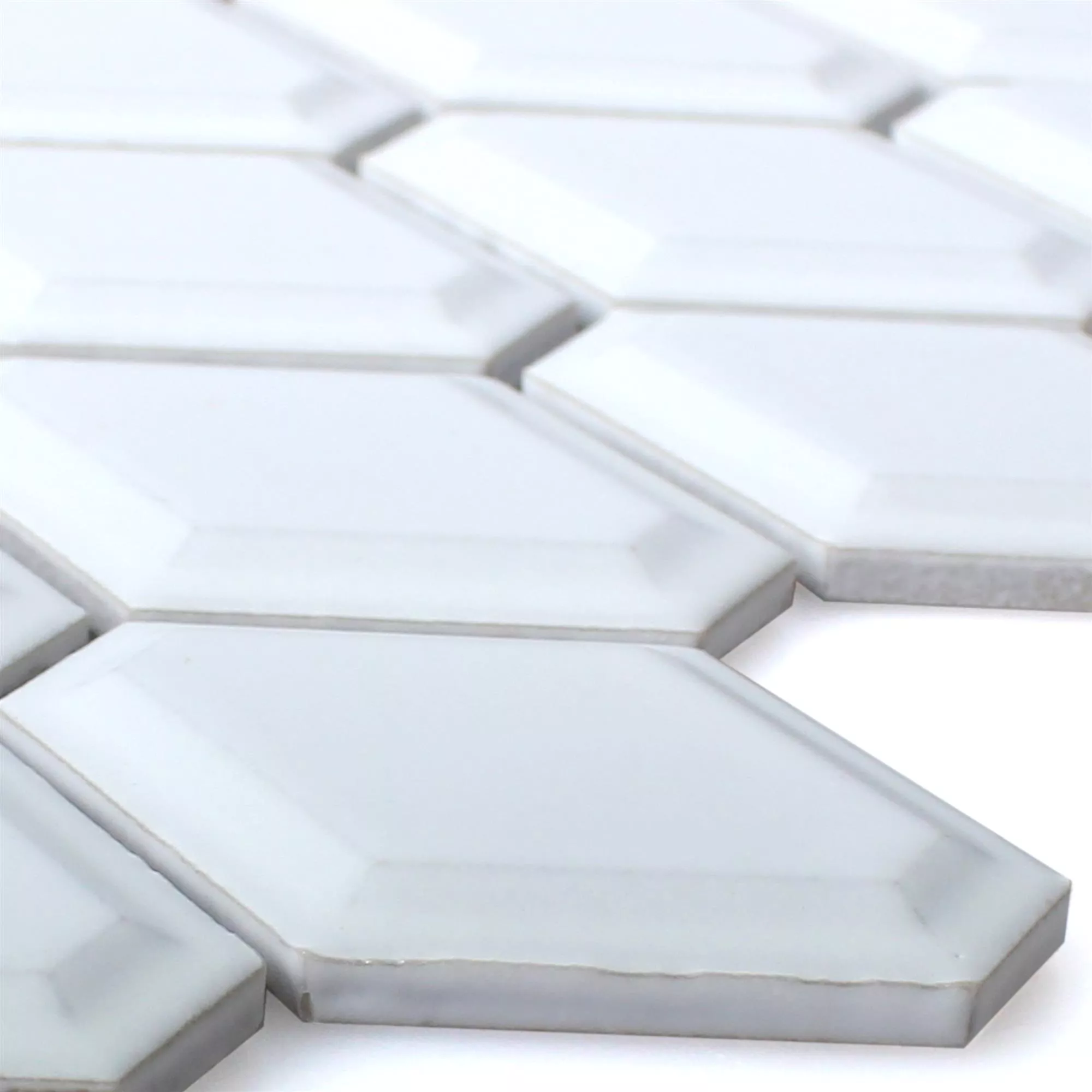 Ceramic Mosaic Tiles Leandro Metro White Mat