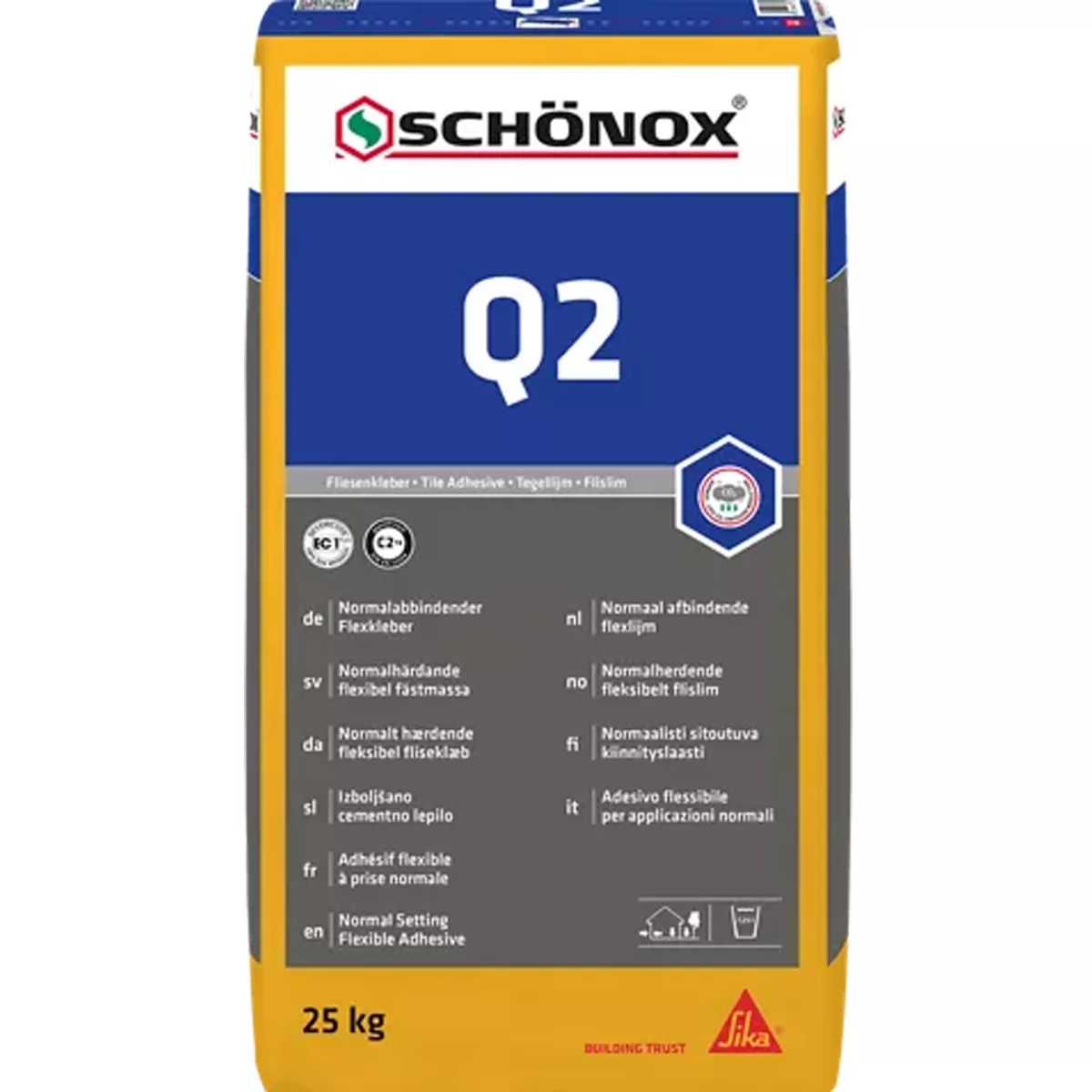 Schönox Q2 flexible adhesive fine stoneware, ceramic tiles C2TE (25 kg)