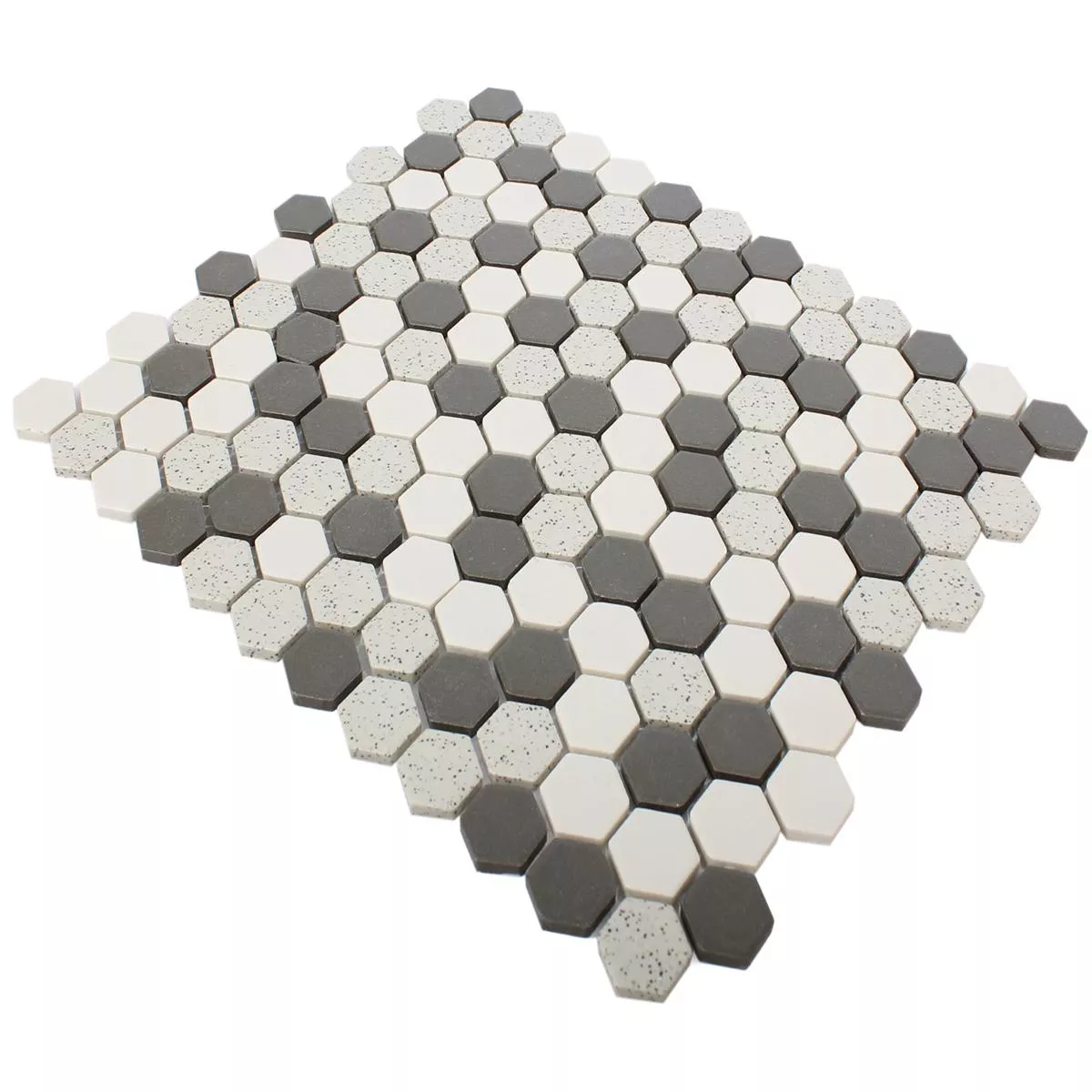 Sample Ceramic Mosaic Tiles Monforte Hexagon Black Grey