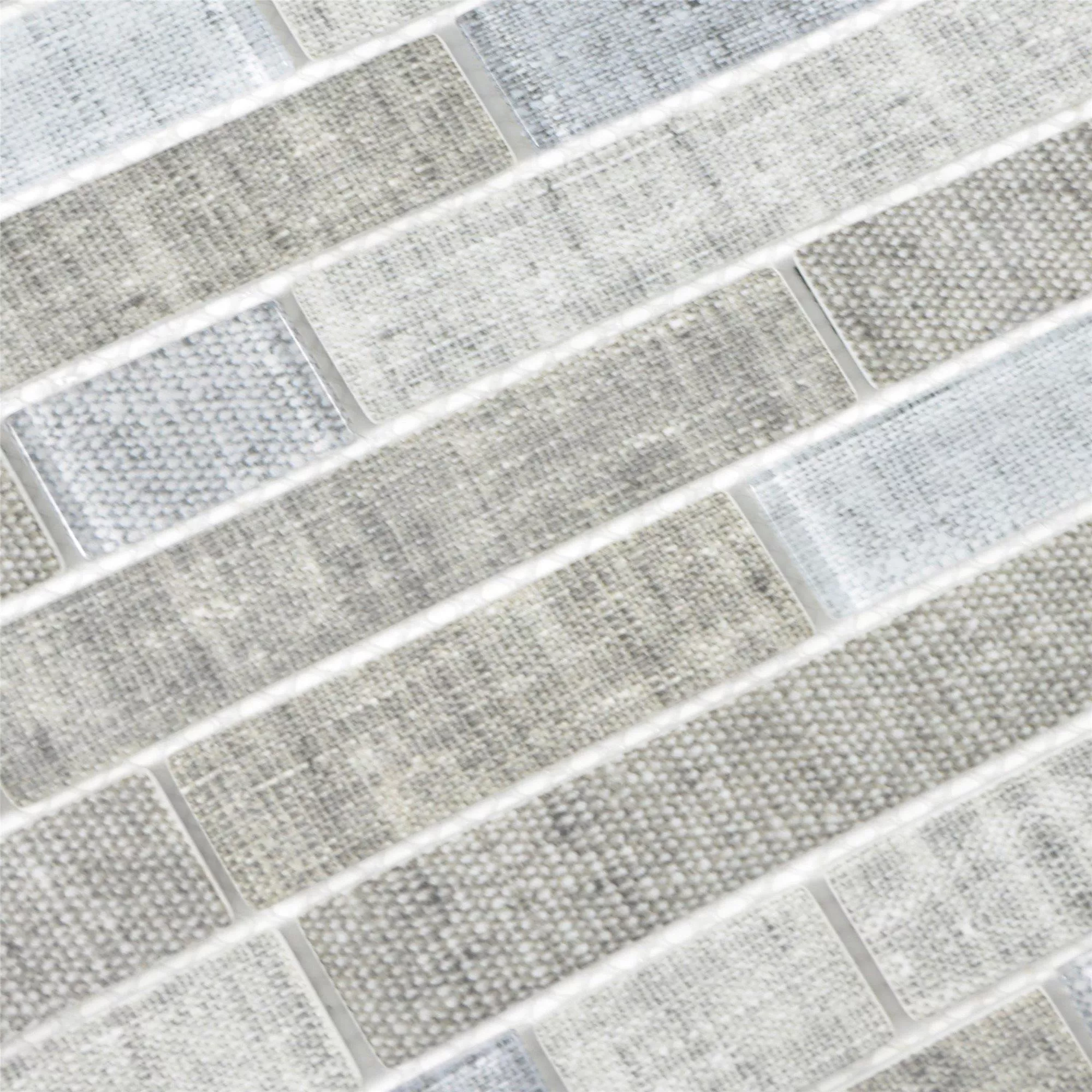 Glass Mosaic Tiles Lyonel Textile Optic Brick Grey