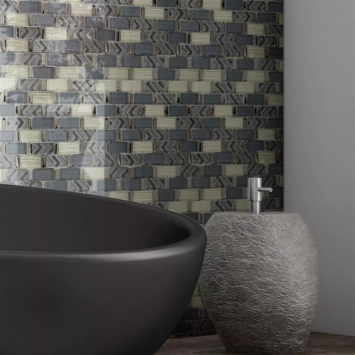 Glass Mosaic Tiles Buenos Aires Grey Beige Mix