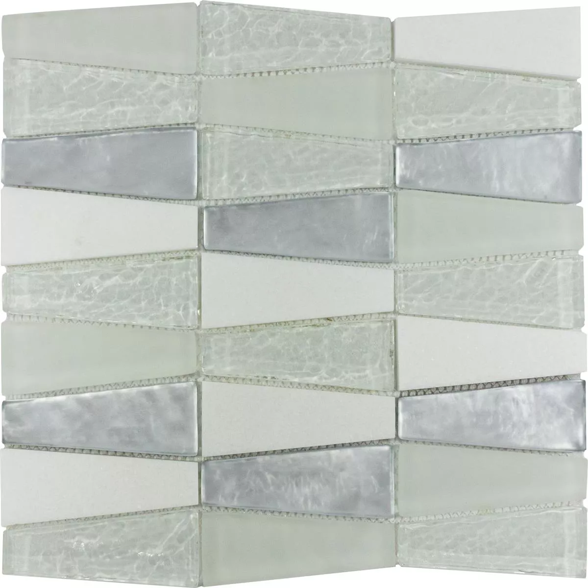 Sample Glass Natural Stone Mosaic Tiles Marseille Blanc Mix 
