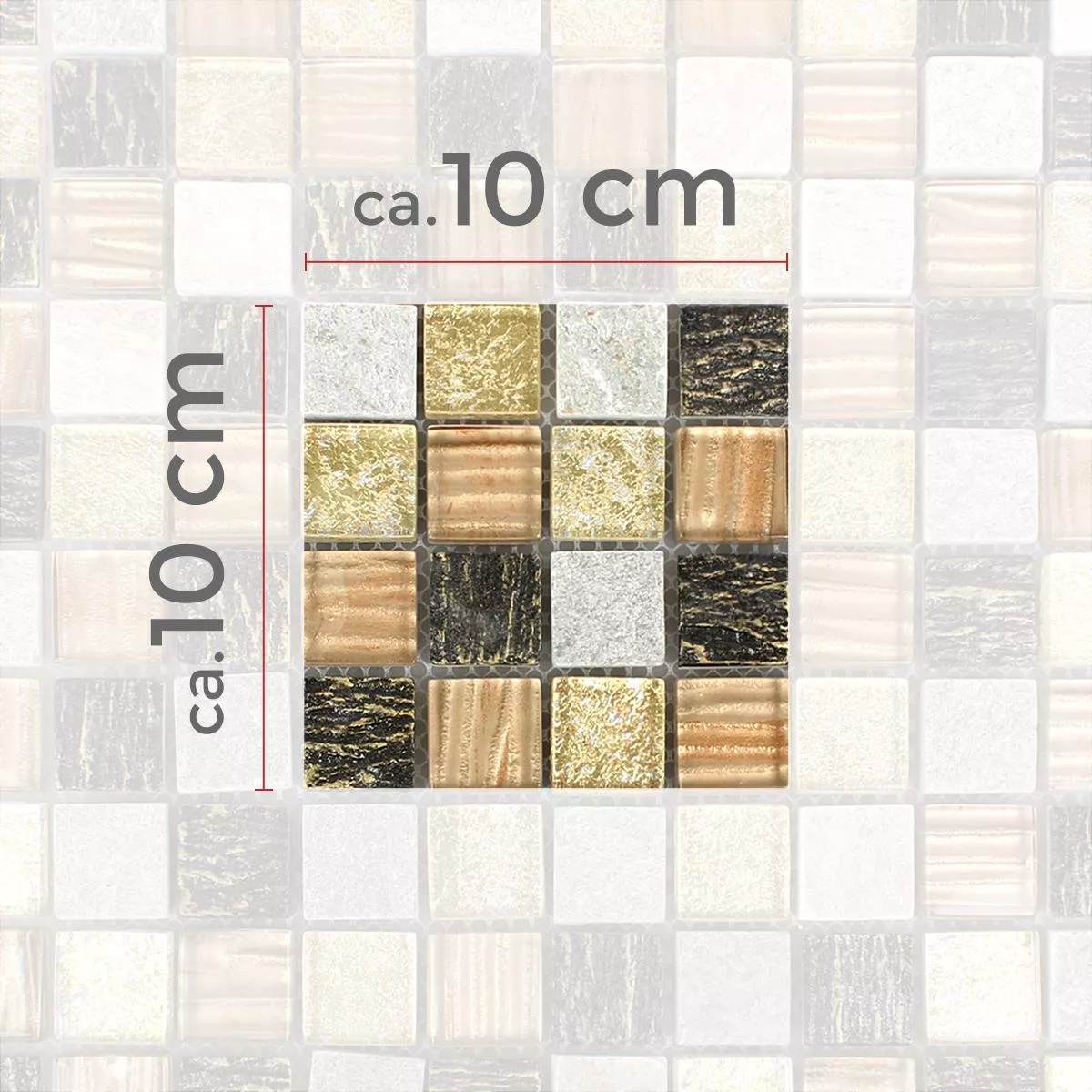 Sample Mosaic Tiles Glass Stone Mix Canova Gold Brown