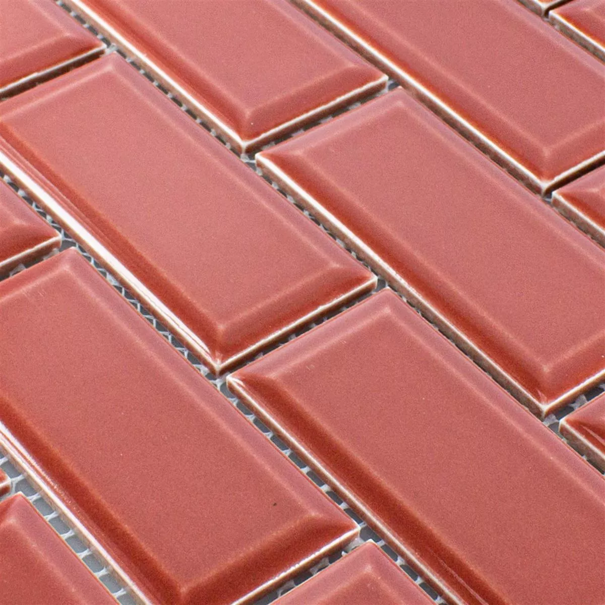 Ceramic Mosaic Tiles StPauls Metro Facet Red