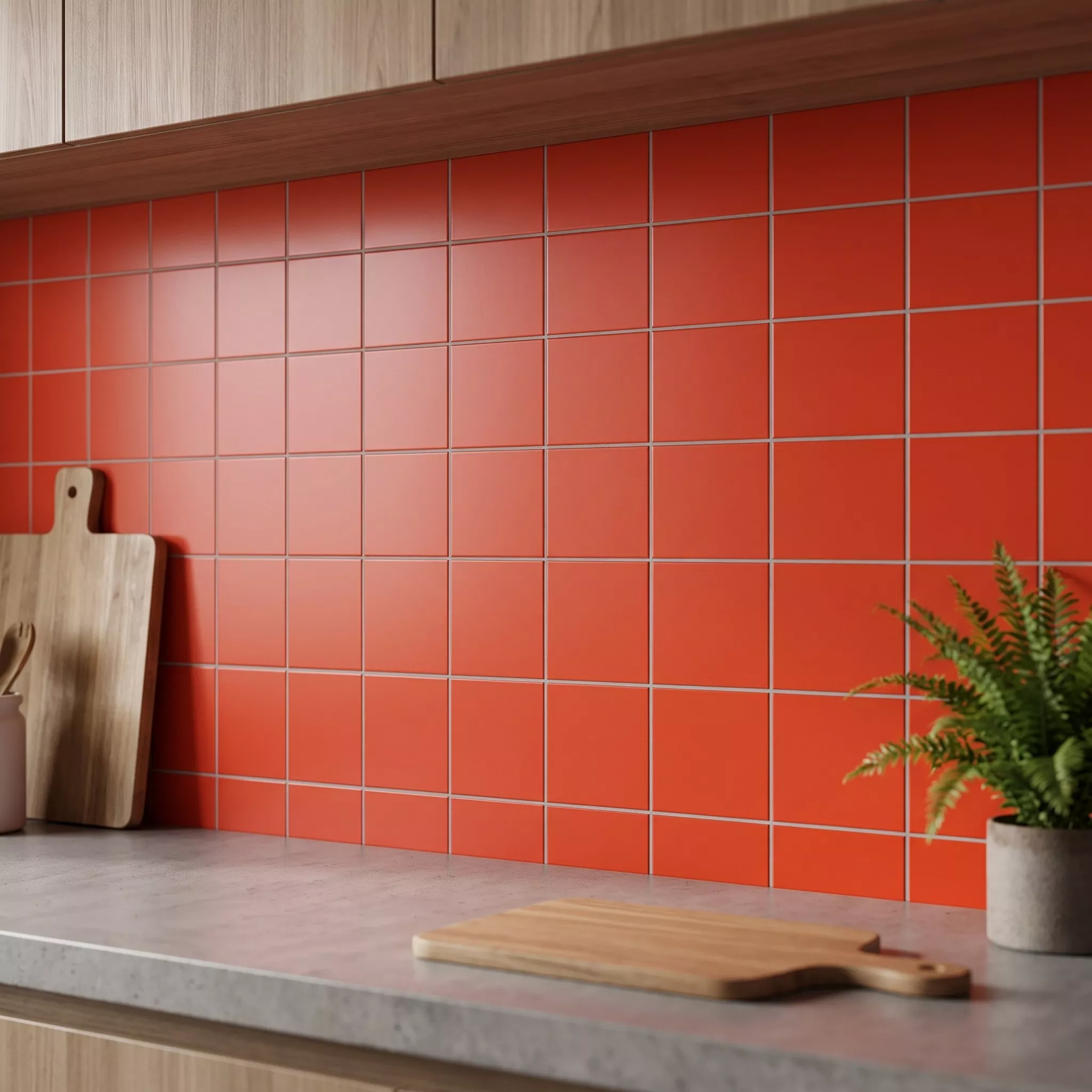 Metro tile Red Mat 15x15 cm Without Facet Miona Rojo